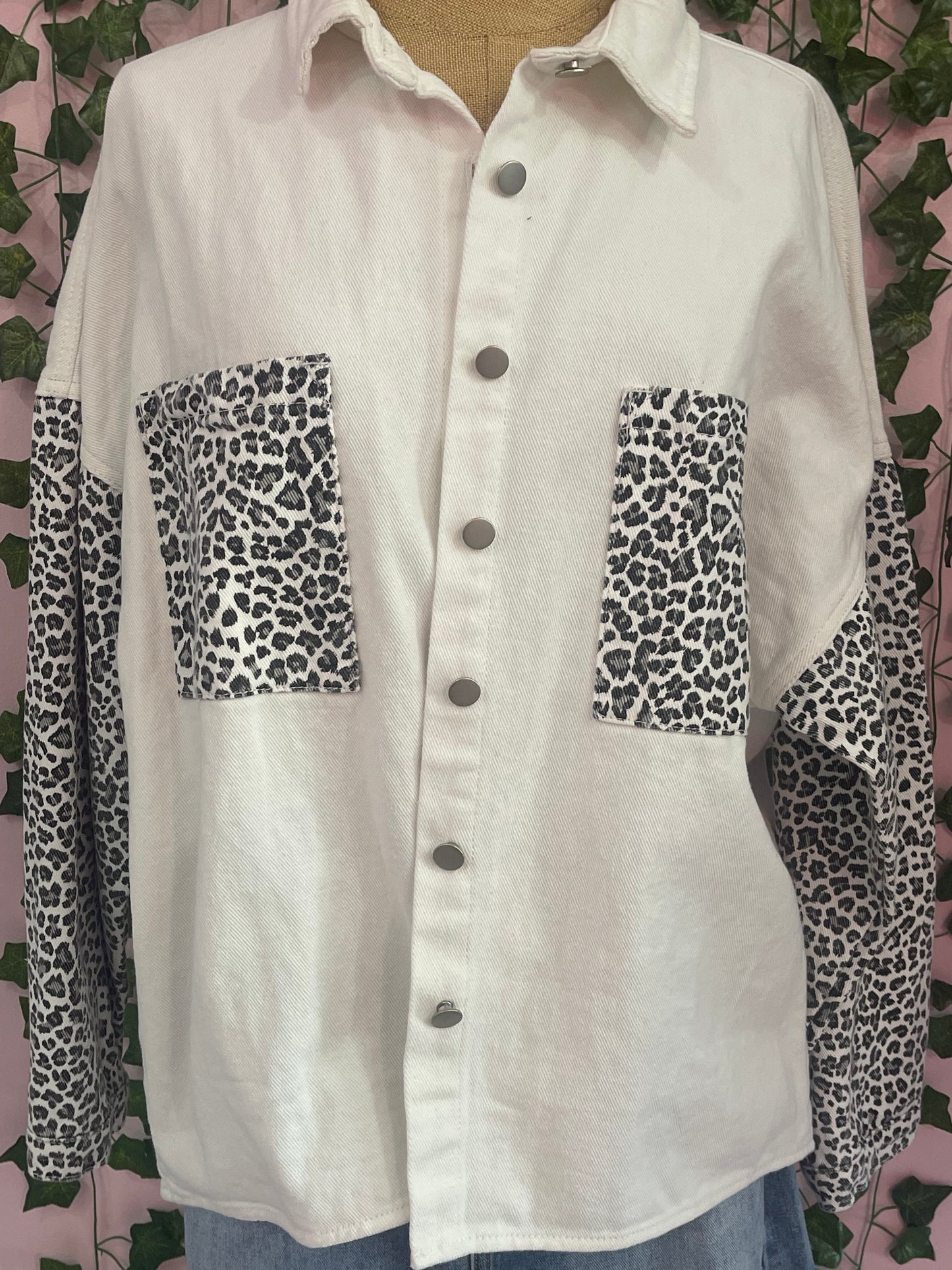White Cheetah Print Coat